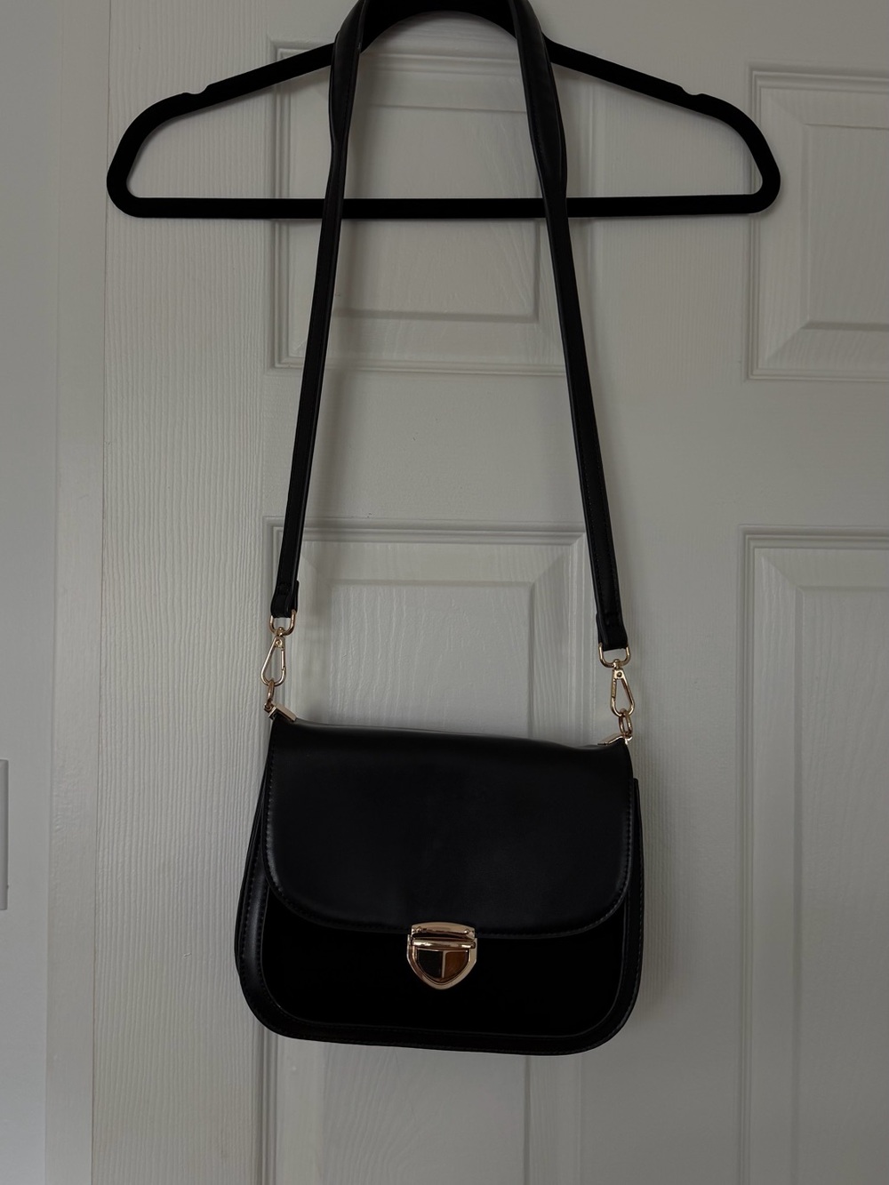 Zara Black Crossbody Bag with Gold Hardware